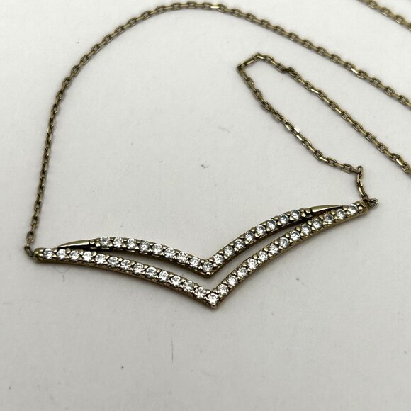Sterling Silver 925 Chevron Necklace 44 Diamonds .66 CTW 18” Chain - Picture 1 of 12